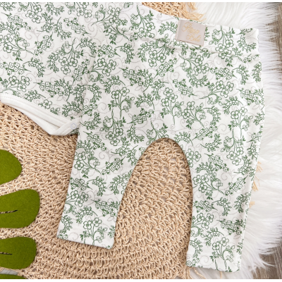 Conj. de Malha 3 peças - Ursa Bebê - Off White e Verde